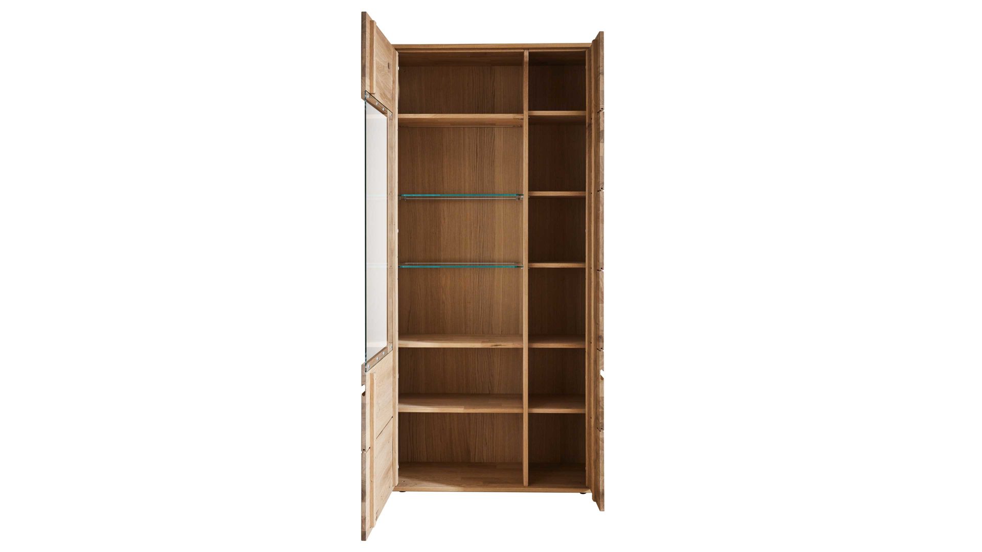 Vitrine Decker aus Holz in Holzfarben Vitrinenschrank biancofarbene Wildeiche – Breite ca. 95 cm