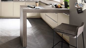 Einbauküche Nolte® küchen aus Holz in Beige nolte® Einbauküche Plus mit privileg Einbaugeräten Lava & Graphitsilber - Stellfläche ca. 310 x 285 cm