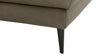 Ecksofa Hukla® aus Leder in Grau Ecksofa graues LongLife-Leder & schwarze Metallfüße - Stellfläche ca. 172 x 334 cm