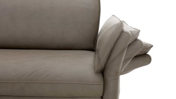 Ecksofa Hukla® aus Leder in Grau Ecksofa graues LongLife-Leder & schwarze Metallfüße - Stellfläche ca. 172 x 334 cm