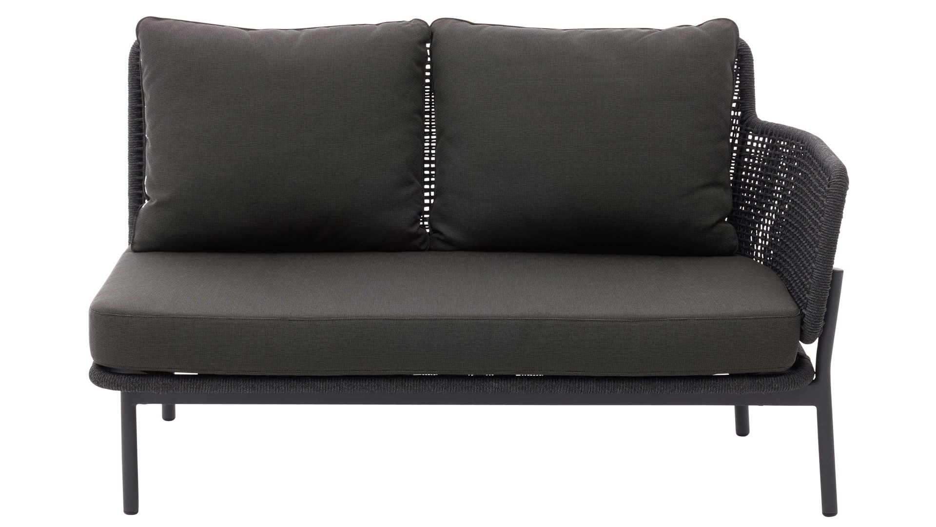 Gartensofa Interliving aus Kunstfaser in Dunkelgrau Interliving Gartenmöbel Serie 7005 - Modul G719 rechts, graues Kordelgeflecht & dunkelgrauer Olefinbezug - Breite ca. 130 cm