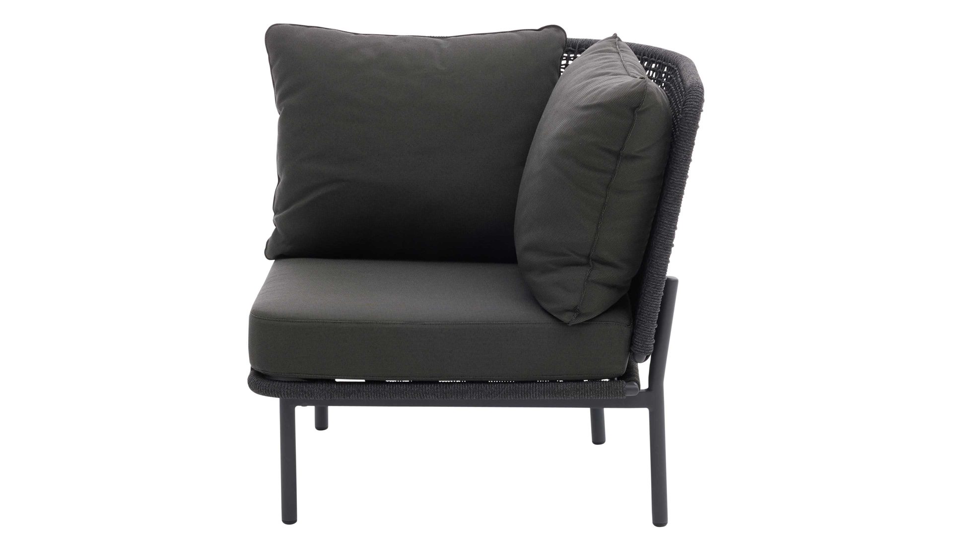 Gartensofa Interliving aus Kunstfaser in Dunkelgrau Interliving Gartenmöbel Serie 7005 - Eckmodul graues Kordelgeflecht & dunkelgrauer Olefinbezug - ca. 78 x 78 cm