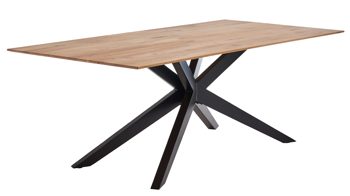 Esstisch Niehoff sitzmoebel aus Holz in Holzfarben NIEHOFF SITZMÖBEL Cloudy - Esstisch Eiche & matt schwarzes Eisengestell - ca. 220 x 100 cm