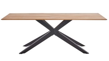 Esstisch Niehoff sitzmoebel aus Holz in Holzfarben NIEHOFF SITZMÖBEL Cloudy - Esstisch mit Massivholzplatte Charakter-Eiche & matt schwarzes Eisengestell - ca. 180 x 100 cm