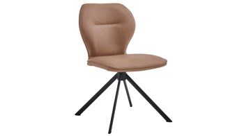Vierfußstuhl Niehoff sitzmoebel aus Stoff in Hellbraun NIEHOFF SITZMÖBEL Cloudy - Vierfußstuhl taupefarbener Bezug & schwarzes Metallgestell