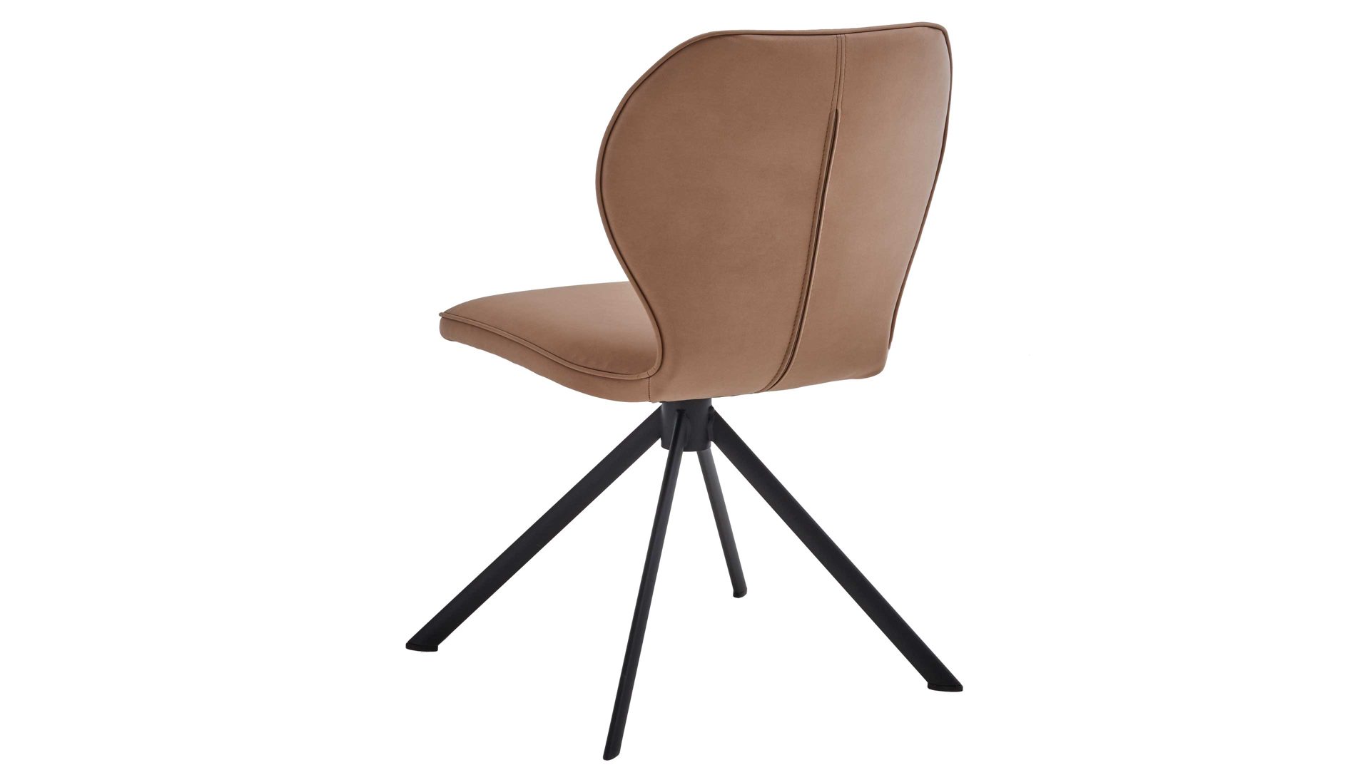 Vierfußstuhl Niehoff sitzmoebel aus Stoff in Hellbraun NIEHOFF SITZMÖBEL Cloudy - Vierfußstuhl mit Drehfunktion taupefarbener Bezug & schwarzes Metallgestell