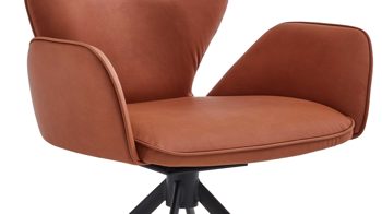 Polsterstuhl Niehoff sitzmoebel aus Stoff in Orange NIEHOFF SITZMÖBEL Cloudy - Armlehnstuhl mit Drehfunktion cognacfarbene Mikrofaser Gavin & schwarzes Metallgestell