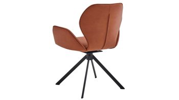 Polsterstuhl Niehoff sitzmoebel aus Stoff in Orange NIEHOFF SITZMÖBEL Cloudy - Armlehnstuhl mit Drehfunktion cognacfarbene Mikrofaser Gavin & schwarzes Metallgestell