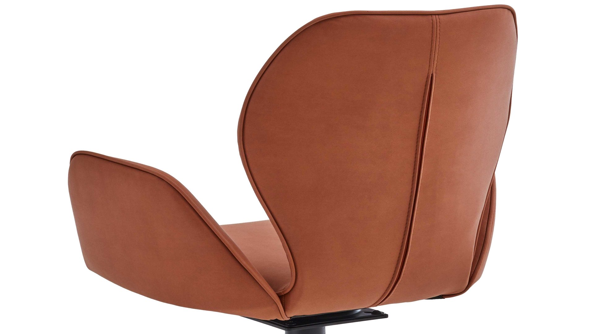 Polsterstuhl Niehoff sitzmoebel aus Stoff in Orange NIEHOFF SITZMÖBEL Cloudy - Armlehnstuhl mit Drehfunktion cognacfarbene Mikrofaser Gavin & schwarzes Metallgestell