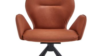Polsterstuhl Niehoff sitzmoebel aus Stoff in Orange NIEHOFF SITZMÖBEL Cloudy - Armlehnstuhl mit Drehfunktion cognacfarbene Mikrofaser Gavin & schwarzes Metallgestell