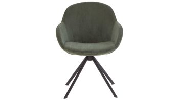 Vierfußstuhl Niehoff sitzmoebel aus Stoff in Grün NIEHOFF SITZMÖBEL Armlehnstuhl Dacapo grüner Bezug & schwarzes Eisengestell