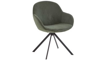 Vierfußstuhl Niehoff sitzmoebel aus Stoff in Grün NIEHOFF SITZMÖBEL Armlehnstuhl Dacapo mit Drehfunkton grüner Bezug & schwarzes Eisengestell