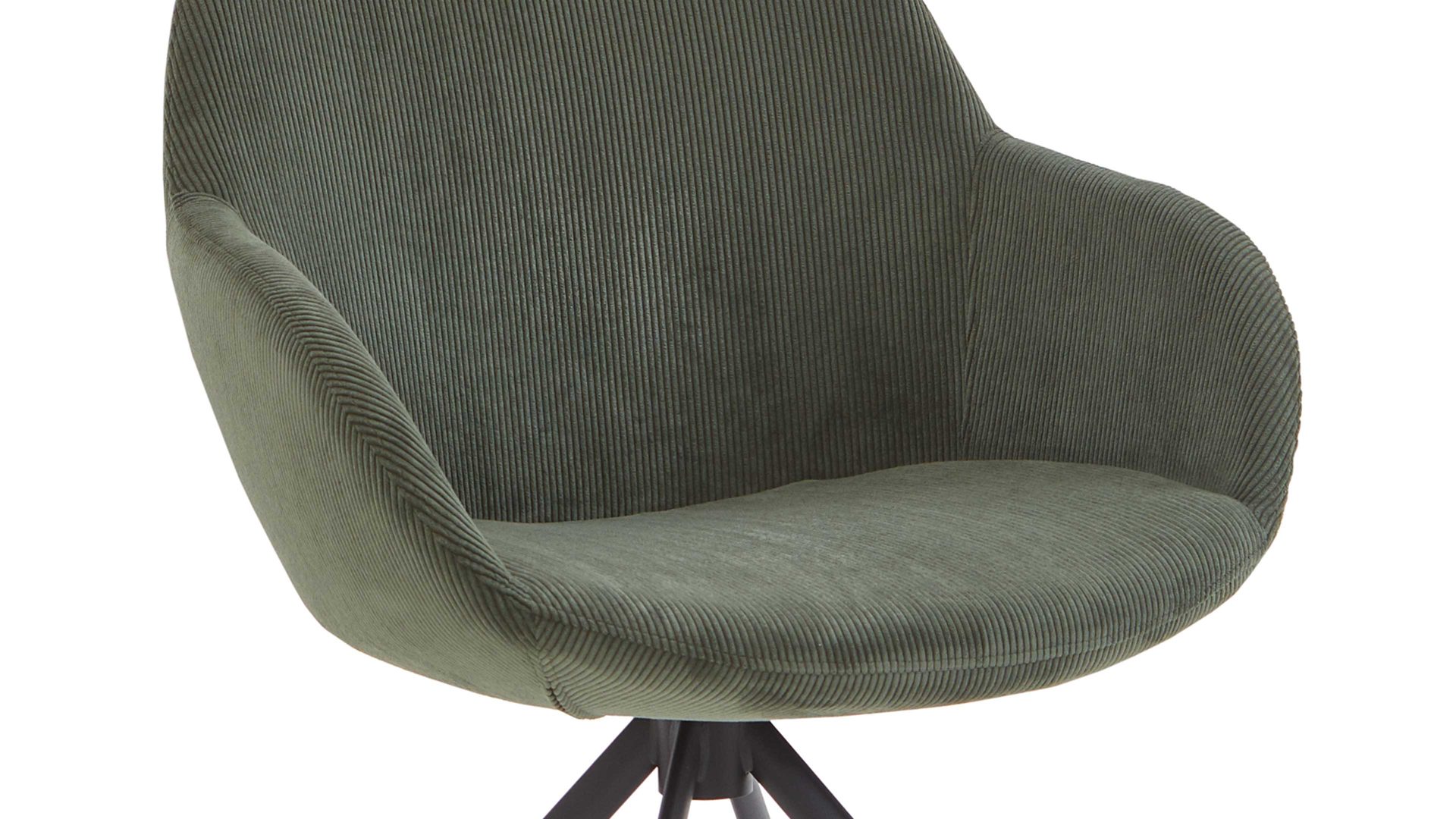 Vierfußstuhl Niehoff sitzmoebel aus Stoff in Grün NIEHOFF SITZMÖBEL Armlehnstuhl Dacapo mit Drehfunkton grüner Bezug & schwarzes Eisengestell