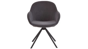 Vierfußstuhl Niehoff sitzmoebel aus Stoff in Anthrazit NIEHOFF SITZMÖBEL Armlehnstuhl Dacapo anthrazitfarbener Bezug & schwarzes Eisengestell