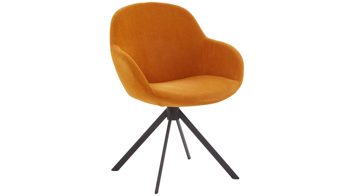 Vierfußstuhl Niehoff sitzmoebel aus Stoff in Orange NIEHOFF SITZMÖBEL Armlehnstuhl Dacapo mit Drehfunkton apricotfarbener Bezug & schwarzes Eisengestell