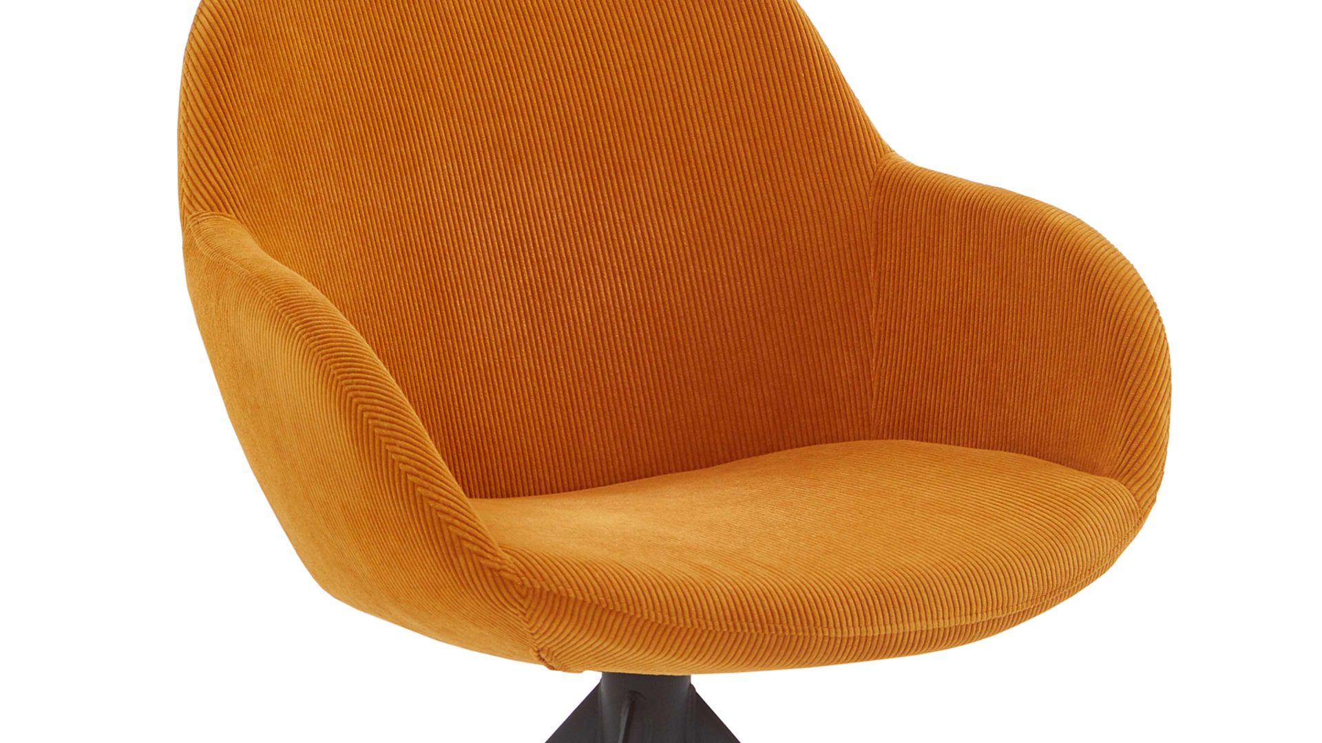 Vierfußstuhl Niehoff sitzmoebel aus Stoff in Orange NIEHOFF SITZMÖBEL Armlehnstuhl Dacapo apricotfarbener Bezug & schwarzes Eisengestell