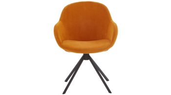 Vierfußstuhl Niehoff sitzmoebel aus Stoff in Orange NIEHOFF SITZMÖBEL Armlehnstuhl Dacapo apricotfarbener Bezug & schwarzes Eisengestell