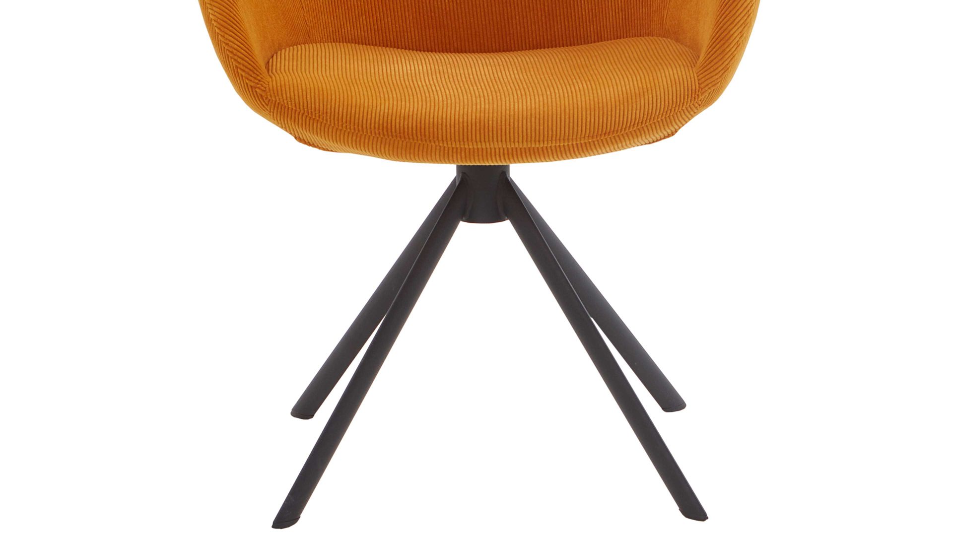 Vierfußstuhl Niehoff sitzmoebel aus Stoff in Orange NIEHOFF SITZMÖBEL Armlehnstuhl Dacapo apricotfarbener Bezug & schwarzes Eisengestell