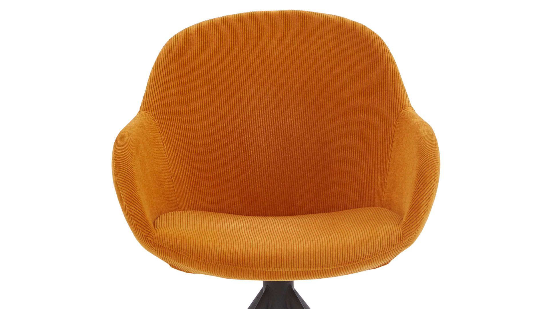 Vierfußstuhl Niehoff sitzmoebel aus Stoff in Orange NIEHOFF SITZMÖBEL Armlehnstuhl Dacapo apricotfarbener Bezug & schwarzes Eisengestell