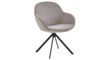 Vierfußstuhl Niehoff sitzmoebel aus Stoff in Grau NIEHOFF SITZMÖBEL Armlehnstuhl Dacapo mit Drehfunkton grauer Bezug & schwarzes Eisengestell