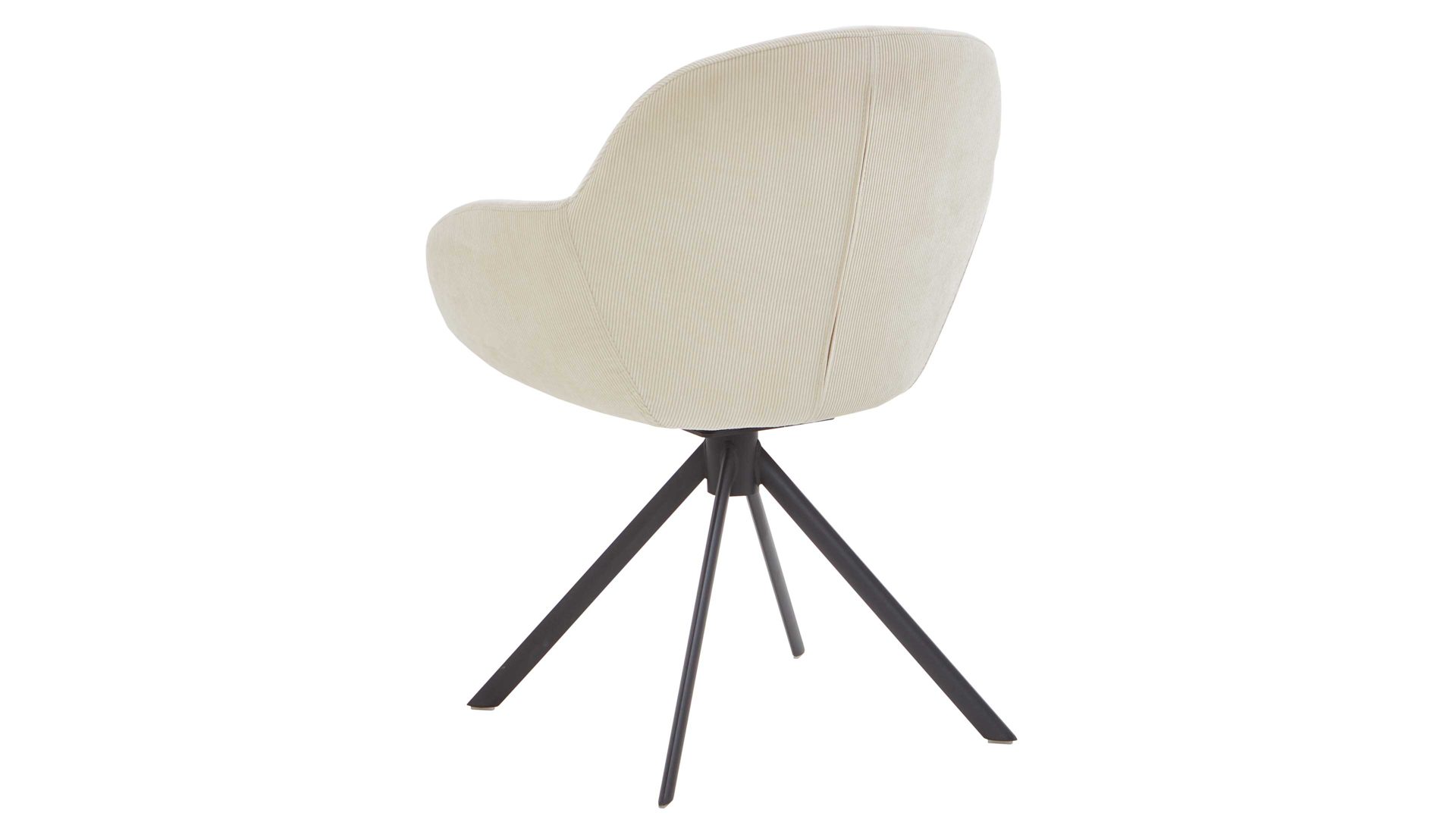 Vierfußstuhl Niehoff sitzmoebel aus Stoff in Weiß NIEHOFF SITZMÖBEL Armlehnstuhl Dacapo mit Drehfunkton cremefarbener Bezug & schwarzes Eisengestell