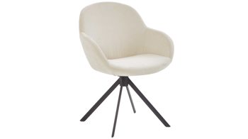 Vierfußstuhl Niehoff sitzmoebel aus Stoff in Weiß NIEHOFF SITZMÖBEL Armlehnstuhl Dacapo mit Drehfunkton cremefarbener Bezug & schwarzes Eisengestell
