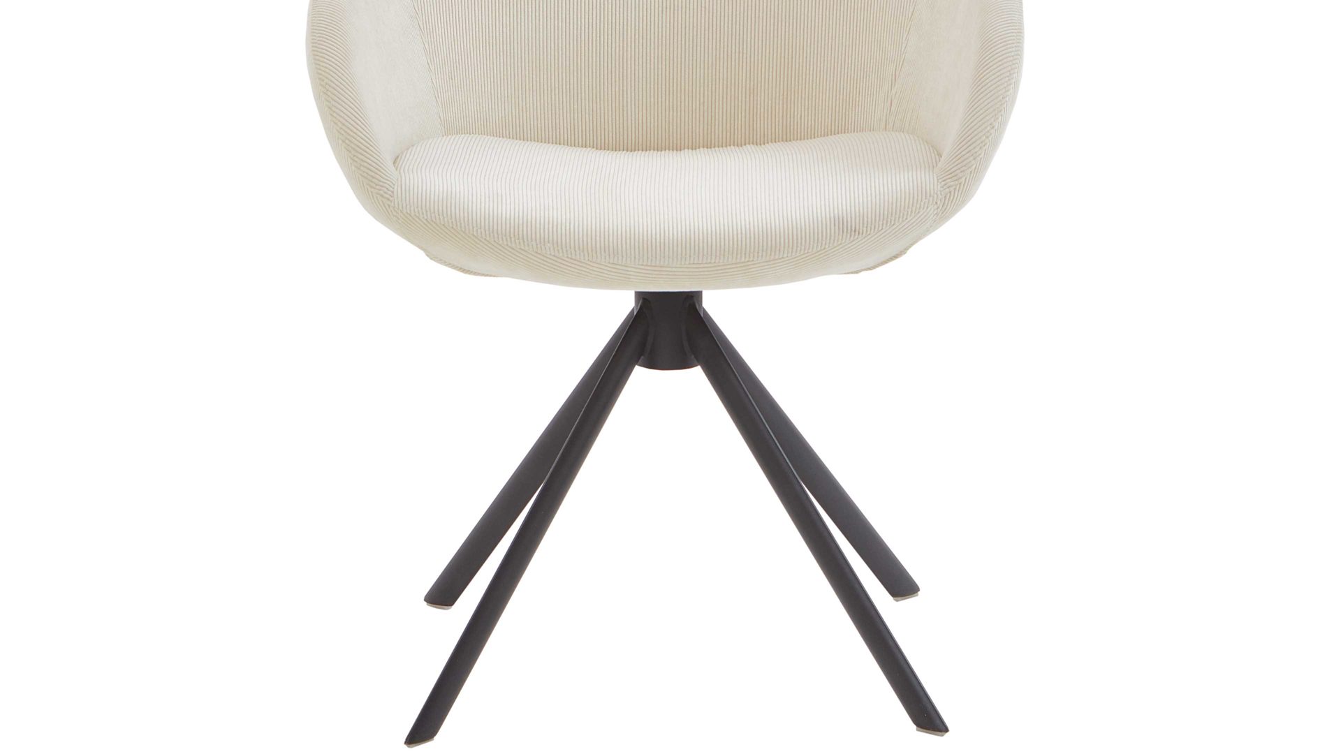 Vierfußstuhl Niehoff sitzmoebel aus Stoff in Weiß NIEHOFF SITZMÖBEL Armlehnstuhl Dacapo mit Drehfunkton cremefarbener Bezug & schwarzes Eisengestell