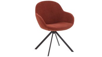 Vierfußstuhl Niehoff sitzmoebel aus Stoff in Rot NIEHOFF SITZMÖBEL Armlehnstuhl Dacapo mit Drehfunkton kupferfarbener Bezug & schwarzes Eisengestell