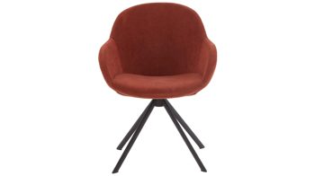 Vierfußstuhl Niehoff sitzmoebel aus Stoff in Rot NIEHOFF SITZMÖBEL Armlehnstuhl Dacapo kupferfarbener Bezug & schwarzes Eisengestell
