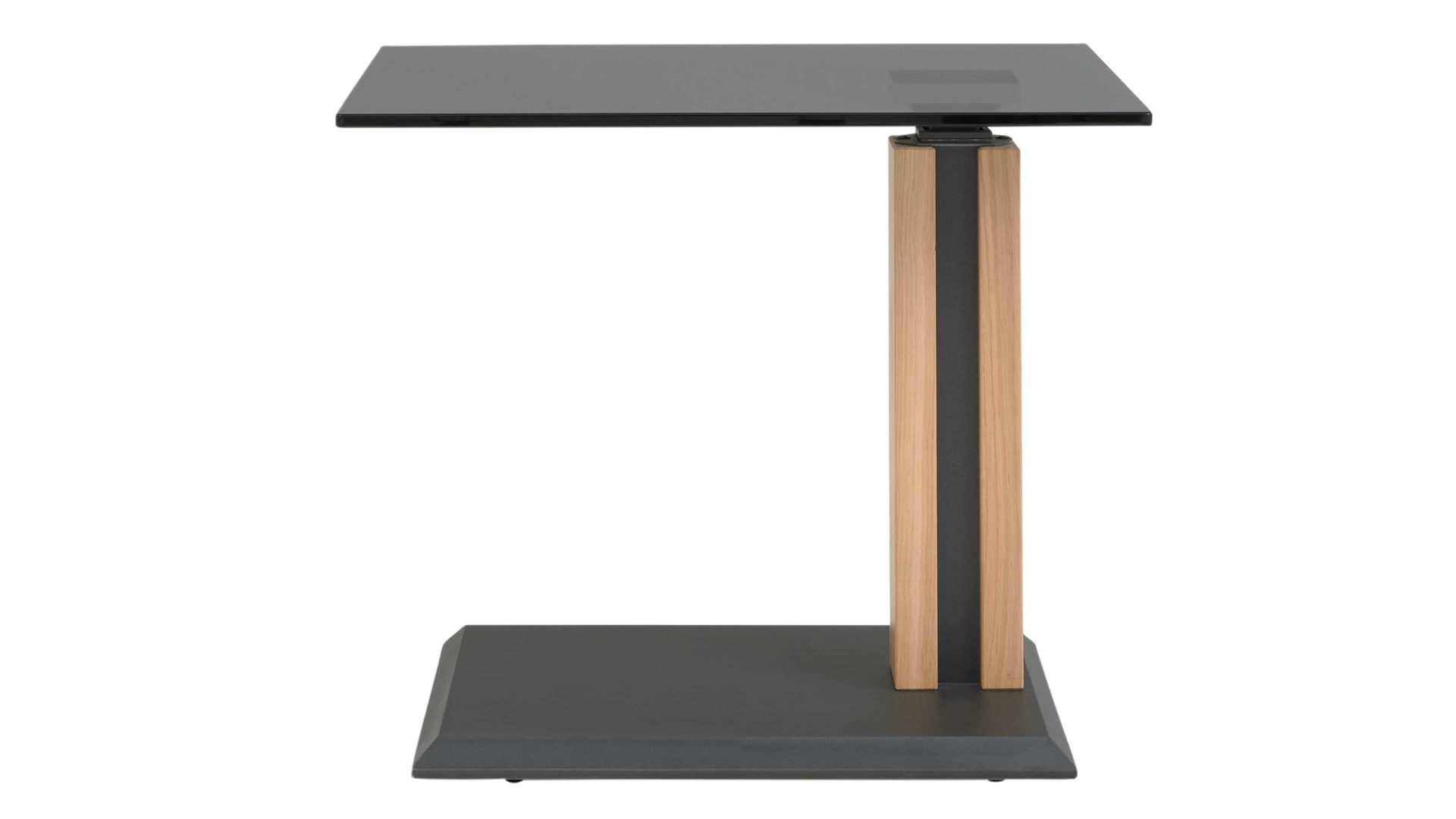 Beistelltisch Interliving aus Glas in Dunkelgrau Interliving Couchtisch Serie 6211 - Beistelltisch GPA-EBI graues Parsolglas & Wildeiche - ca. 55 x 47 cm