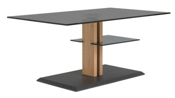 Couchtisch Interliving aus Glas in Dunkelgrau Interliving Couchtisch Serie 6212 - Couchtisch GPA-EBI graues Parsolglas & Wildeiche - ca. 100 x 60 cm