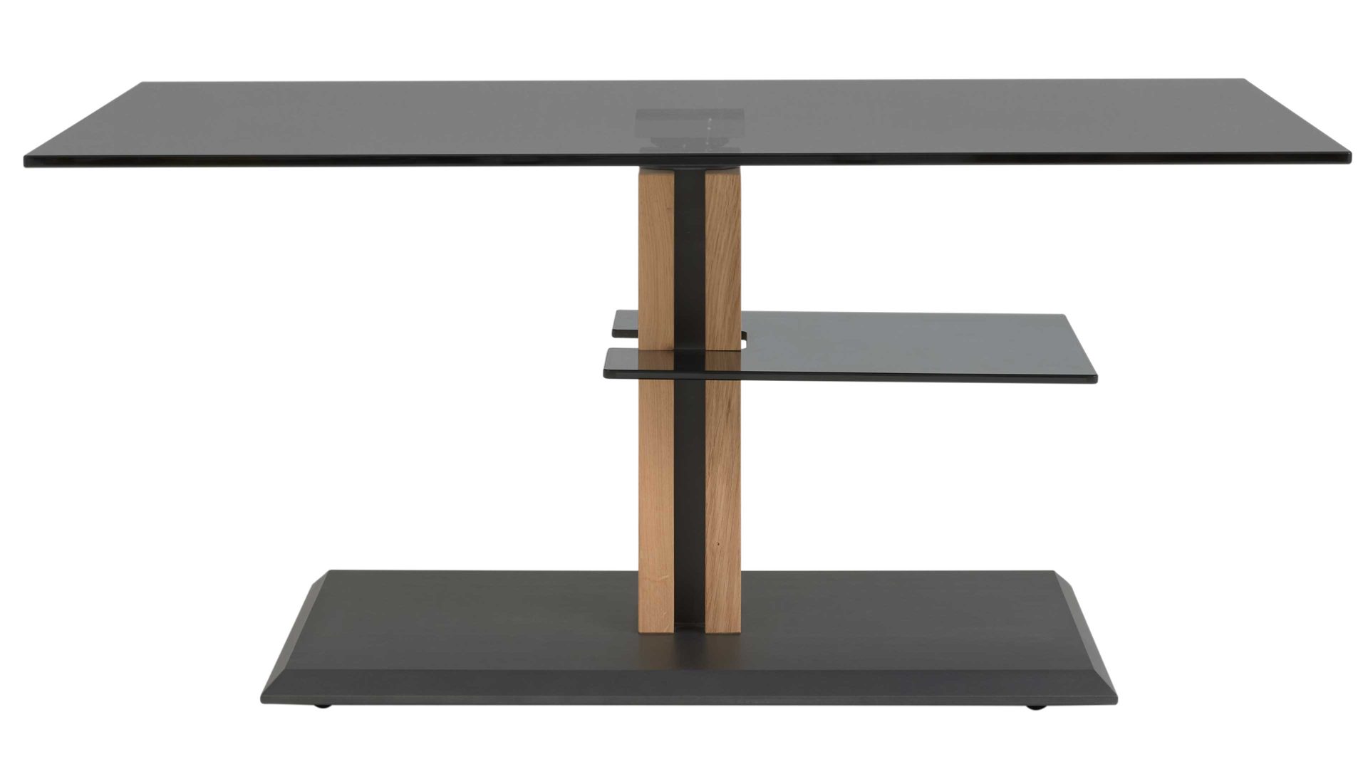 Couchtisch Interliving aus Glas in Dunkelgrau Interliving Couchtisch Serie 6212 - Couchtisch GPA-EBI graues Parsolglas & Wildeiche - ca. 100 x 60 cm