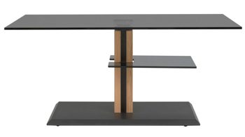 Couchtisch Interliving aus Glas in Dunkelgrau Interliving Couchtisch Serie 6212 - Couchtisch GPA-EBI graues Parsolglas & Wildeiche - ca. 100 x 60 cm