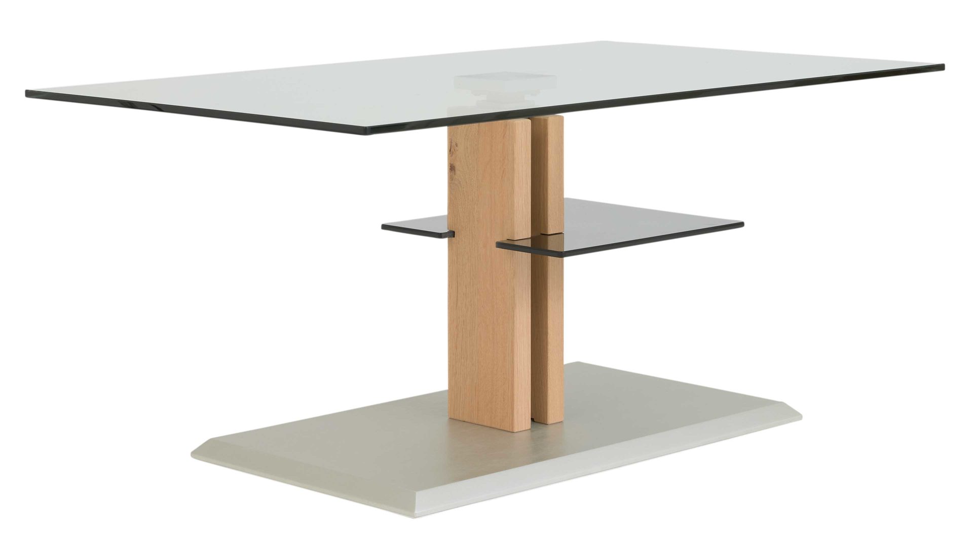 Couchtisch Interliving aus Glas in Transparent Interliving Couchtisch Serie 6212 - Couchtisch GKL-EBI Klarglas & Wildeiche - ca. 100 x 60 cm