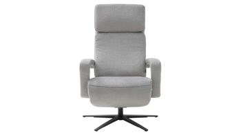 Relaxsessel Interliving aus Stoff in Hellgrau Interliving Sofa Serie 4541 – Relaxsessel C manuell - silberfarbener Velours Joyce & Sternfuß V4S