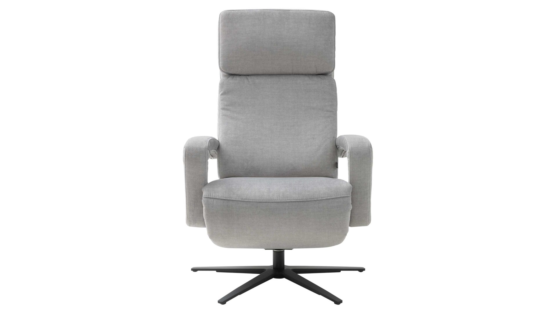 Relaxsessel Interliving aus Stoff in Hellgrau Interliving Sofa Serie 4541 – Relaxsessel C manuell - silberfarbener Velours Joyce & Sternfuß V4S