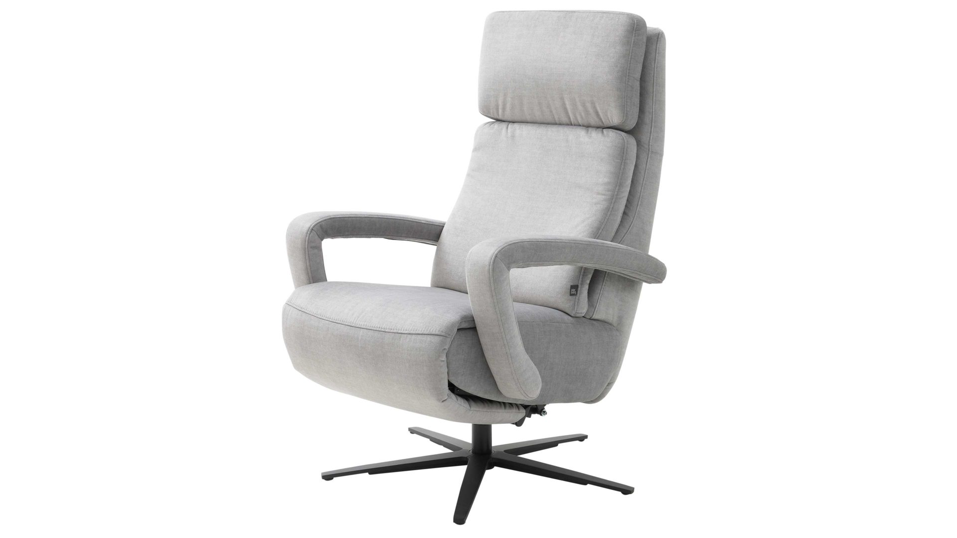 Relaxsessel Interliving aus Stoff in Hellgrau Interliving Sofa Serie 4541 – Relaxsessel manuell - silberfarbener Velours Joyce & Sternfuß V4S