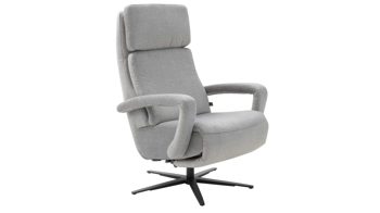 Relaxsessel Interliving aus Stoff in Hellgrau Interliving Sofa Serie 4541 – Relaxsessel C manuell - silberfarbener Velours Joyce & Sternfuß V4S