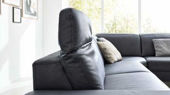 Ecksofa Interliving aus Stoff in Dunkelgrau Interliving Sofa Serie 4064 - Ecksofa graphitfarbene Mikrofaser Galero Punto & Fuß W003-01 - Stellfläche ca. 291 x 252 cm