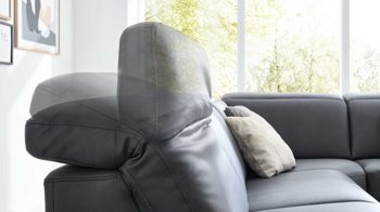 Ecksofa Interliving aus Stoff in Dunkelgrau Interliving Sofa Serie 4064 - Ecksofa graphitfarbene Mikrofaser Galero Punto & Fuß W003-01 - Stellfläche ca. 291 x 252 cm