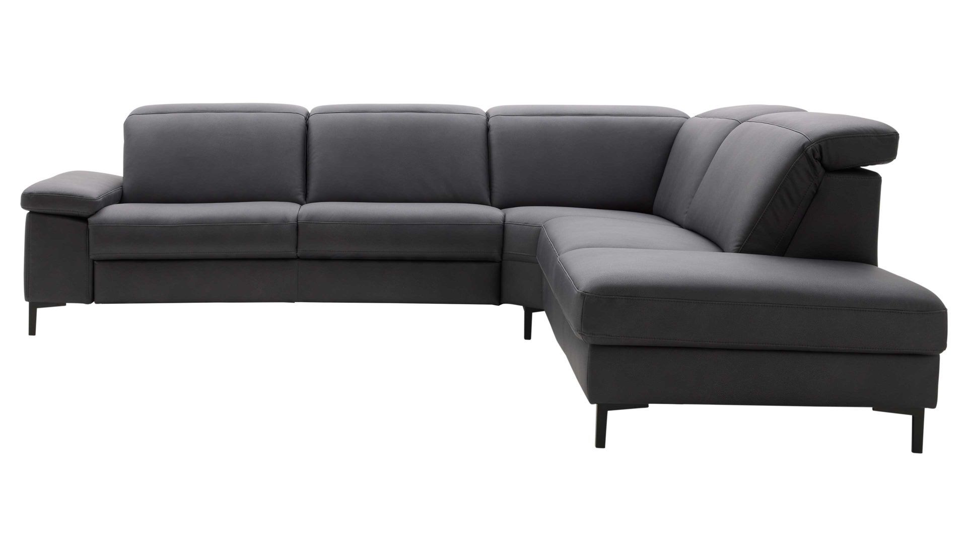 Ecksofa Interliving aus Stoff in Dunkelgrau Interliving Sofa Serie 4064 - Ecksofa graphitfarbene Mikrofaser Galero Punto & Fuß W003-01 - Stellfläche ca. 291 x 252 cm