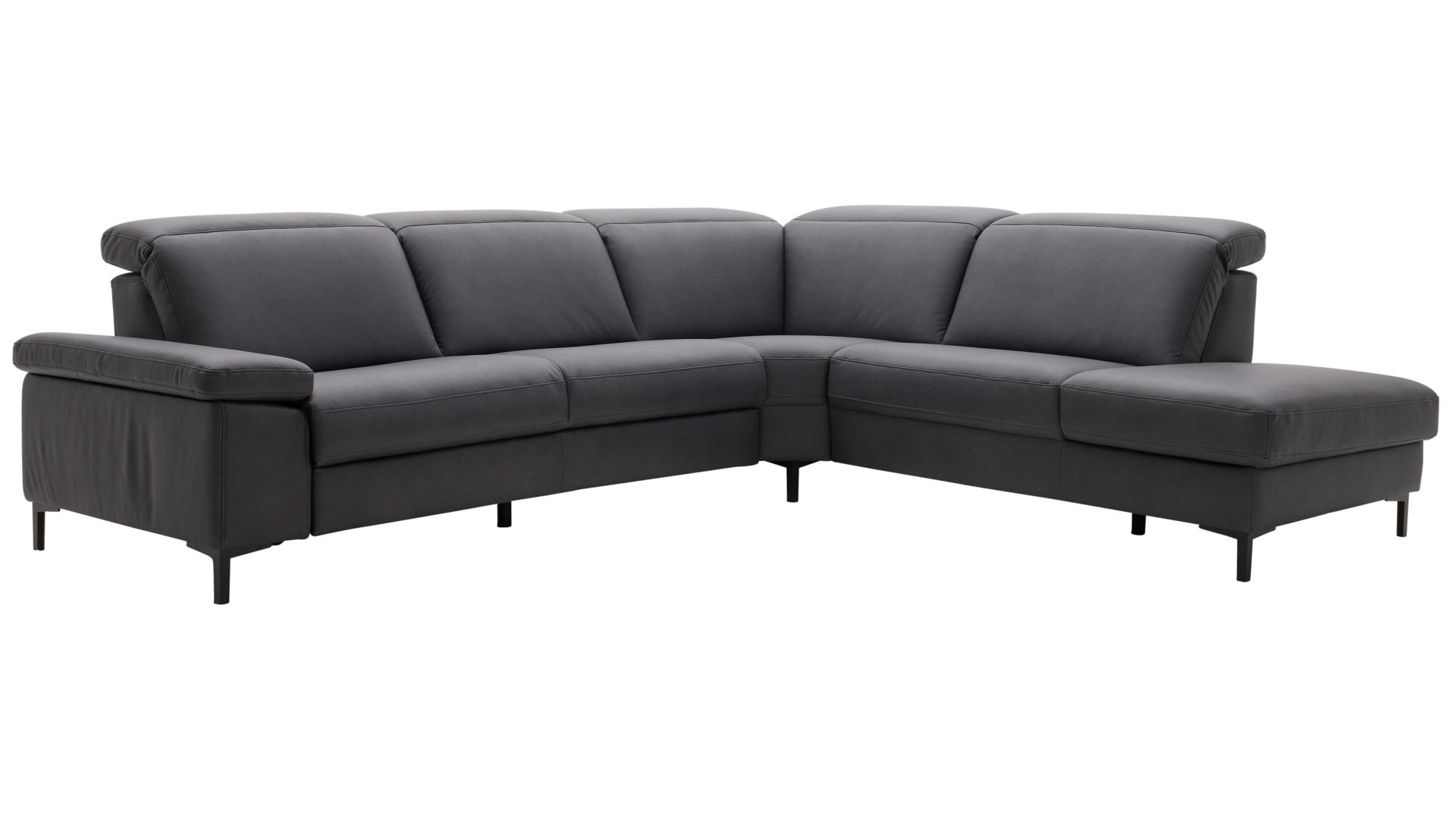 Ecksofa Interliving aus Stoff in Dunkelgrau Interliving Sofa Serie 4064 - Ecksofa graphitfarbene Mikrofaser Galero Punto & Fuß W003-01 - Stellfläche ca. 291 x 252 cm