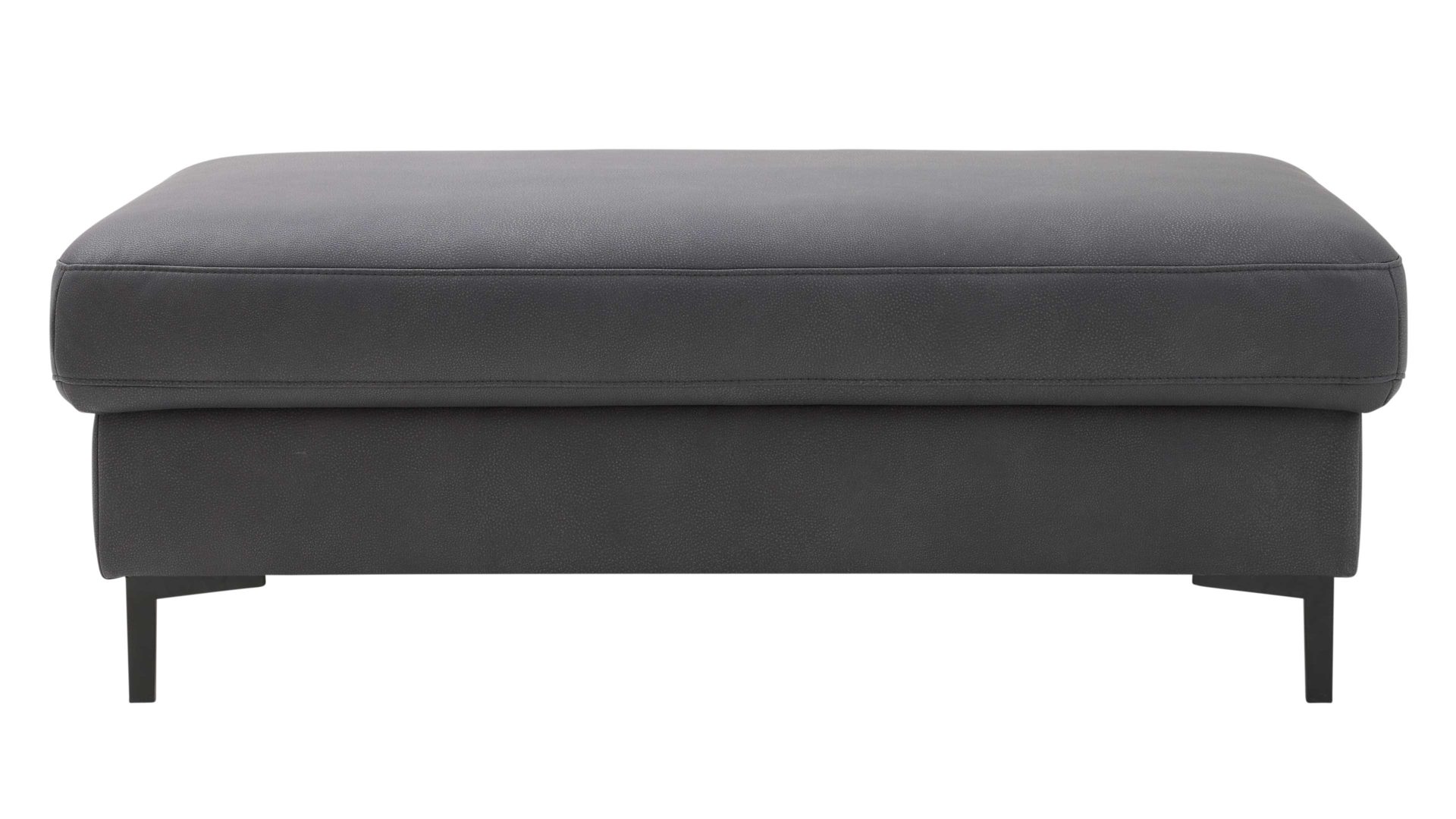 Polsterhocker Interliving aus Stoff in Dunkelgrau Interliving Sofa Serie 4064 - XXL-Hocker graphitfarbene Mikrofaser Galero Punto & Fuß W003-01 - ca. 130 x 65 cm
