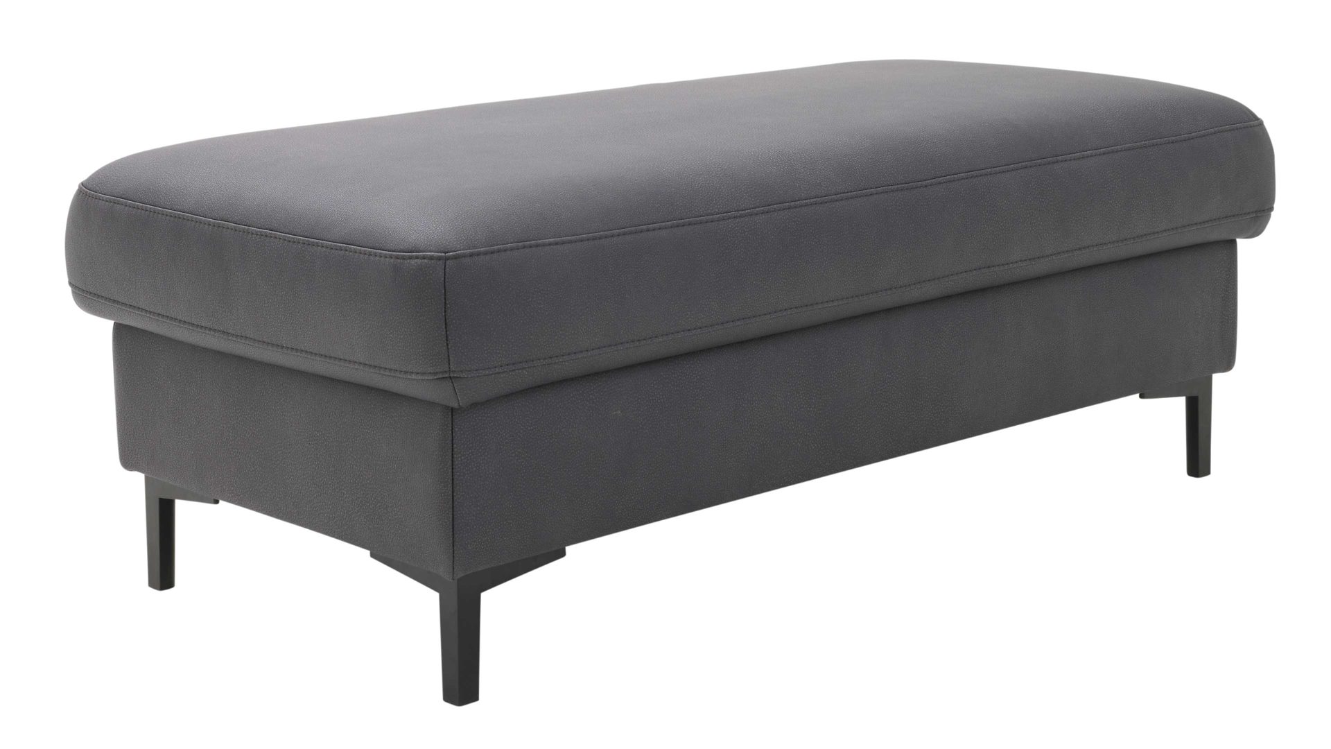 Polsterhocker Interliving aus Stoff in Dunkelgrau Interliving Sofa Serie 4064 - XXL-Hocker graphitfarbene Mikrofaser Galero Punto & Fuß W003-01 - ca. 130 x 65 cm