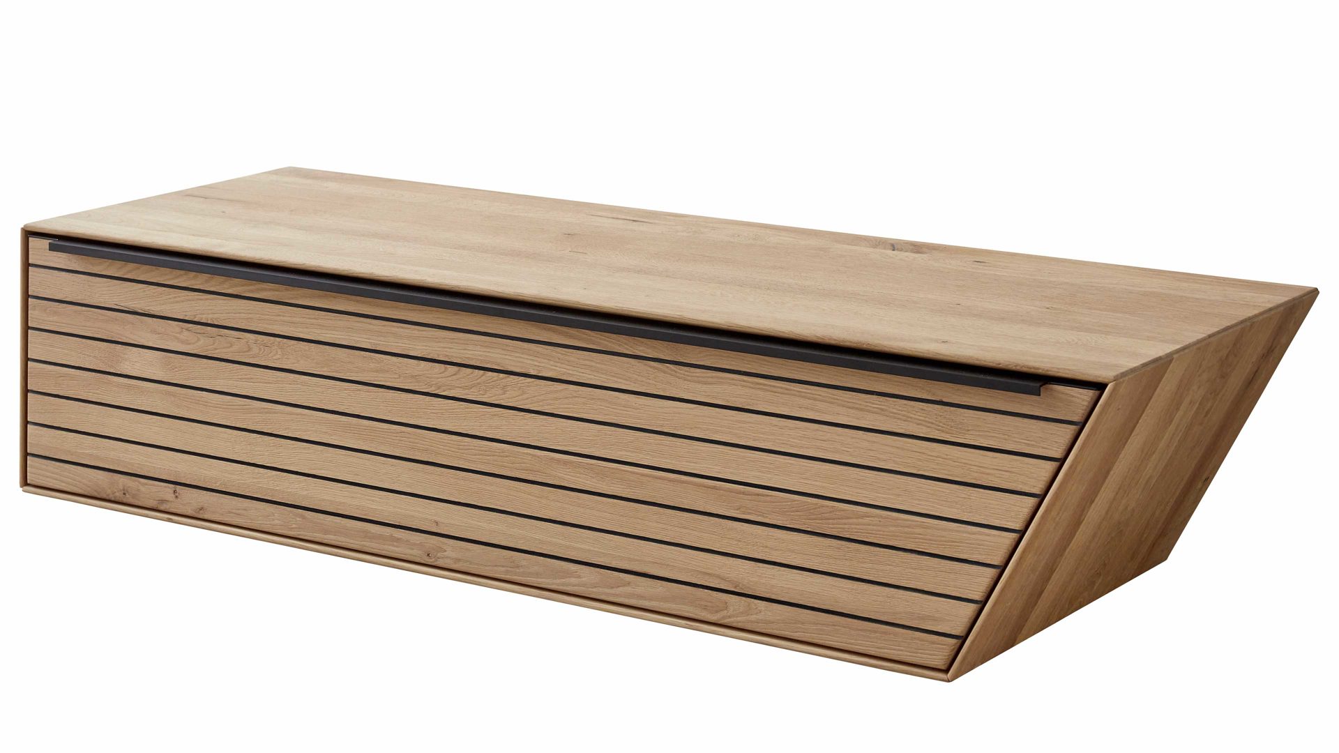 Wohnwand Decker aus Holz in Holzfarben Wohnkombination biancofarbene Asteiche – fünfteilig, Breite ca. 344 cm