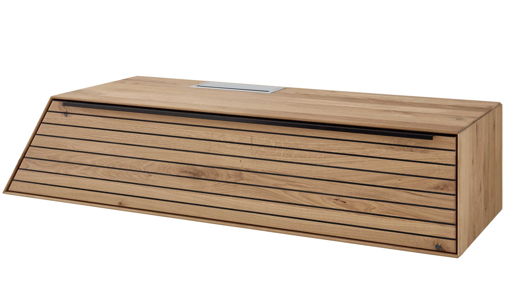 Wohnwand Decker aus Holz in Holzfarben Wohnkombination biancofarbene Asteiche – fünfteilig, Breite ca. 344 cm