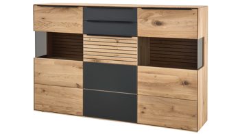 Highboard Decker aus Holz in Holzfarben Highboard biancofarbene Asteiche – Breite ca. 182 cm