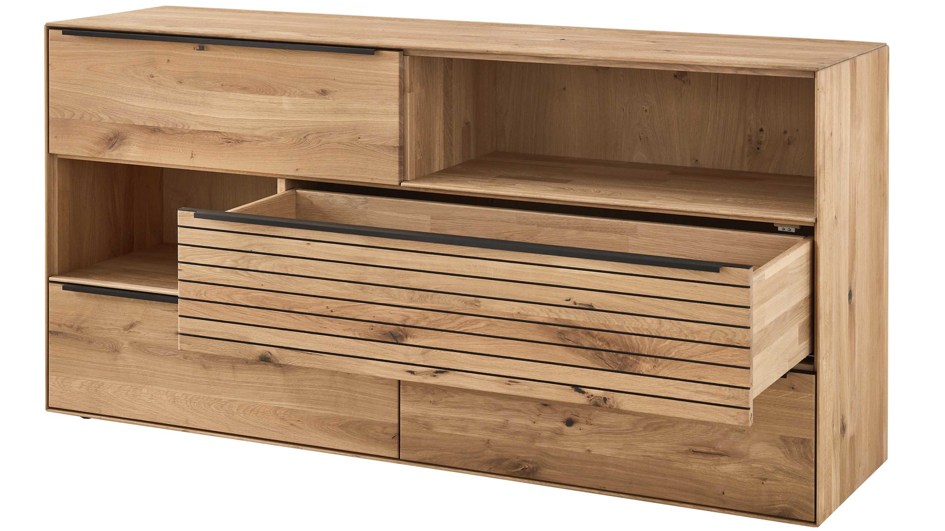 Highboard Decker aus Holz in Holzfarben Sideboard biancofarbene Asteiche – Breite ca. 182 cm