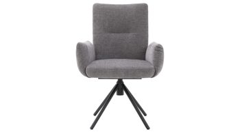 Polsterstuhl Interliving aus Stoff in Grau Interliving Esszimmer Serie 5504 - Armlehnstuhl 37 grauer Bezug Concrete DCT 99 & schwarzer Drehfuß S 349