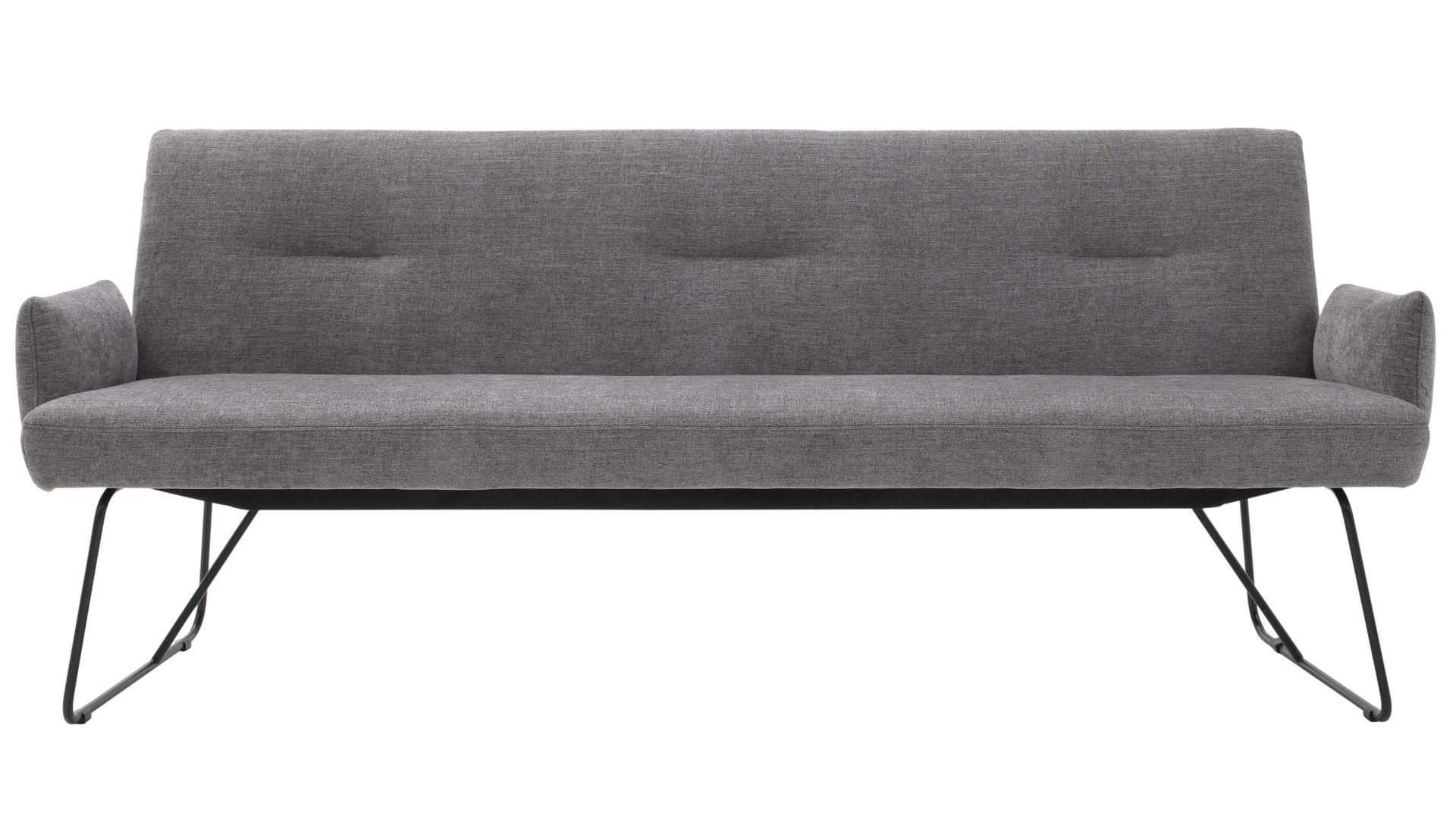 Polsterbank Interliving aus Stoff in Grau Interliving Esszimmer Serie 5504 - Polsterbank grauer Bezug Concrete DCT 99 & schwarzes Kufengestell S 346 - Länge ca. 218 cm